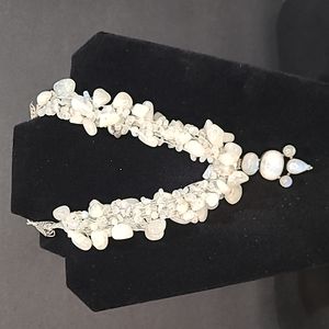 Chunky Authentic Rainbow Moonstone Sterling Silver Necklace Statement